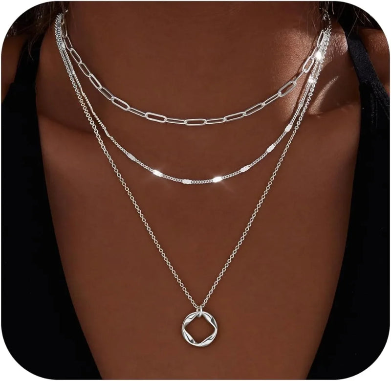 Layered Gold & Silver Chain Necklace Set