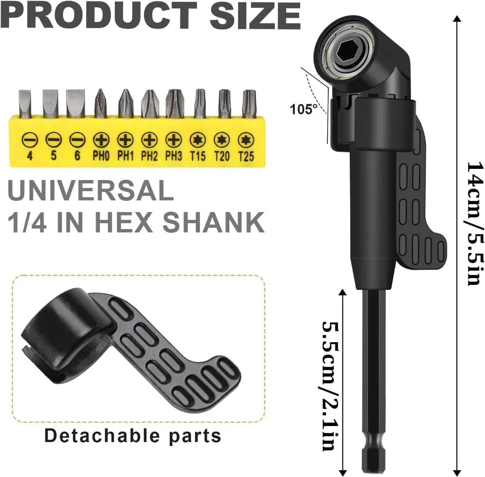 Flexible Drill Bit Extension & Right Angle Adapter Kit
