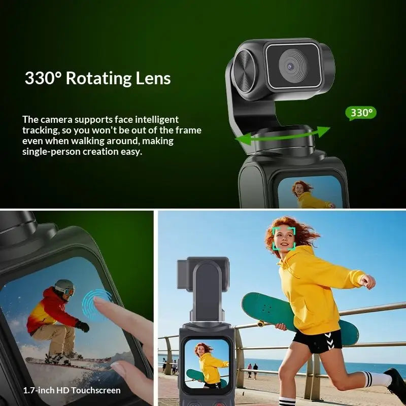 4K Pocket Gimbal Camera with Auto-Tracking