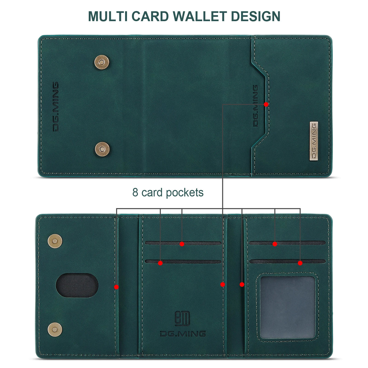 Vintage Leather Trifold Wallet with Magnetic Closure