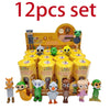 A 12 piece set of colorful mini figures and accessories for a blind box product.