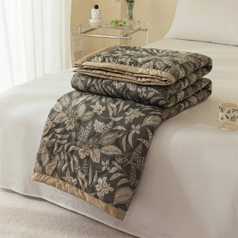 Vintage Floral Quilted Throw Blanket