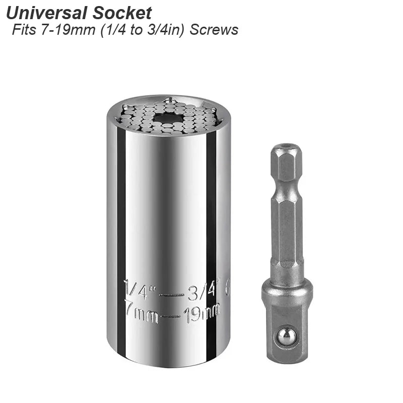 Universal Socket Wrench Adapter with Drill Attachment