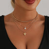 Layered Crystal Heart & Star Pendant Necklace