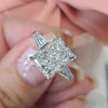 Radiant Cut Moissanite Engagement Ring with Baguette Side Stones