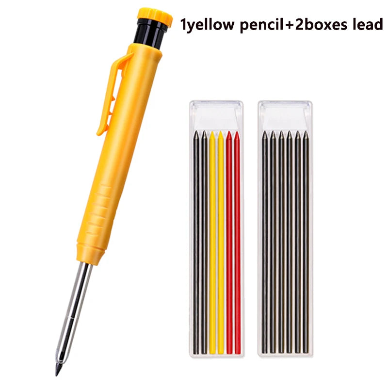 Heavy-Duty Carpenter Pencil Set with Extended Tip and Built-In Sharpener