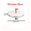 A round, silver magnetic sticker with a 2mm thickness and a 10mm diameter.