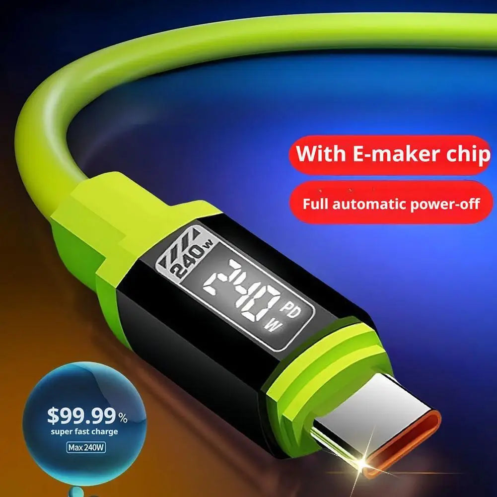 240W High-Speed USB-C Fast Charging Cable with Silicone Body