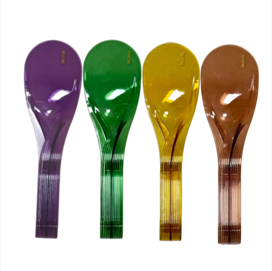 A set of four colored mattress lifter wedge tools in purple, green, yellow, and brown.