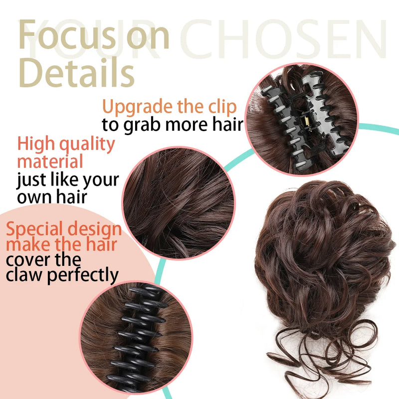 Synthetic Messy Bun Hair Extension with Claw Clip