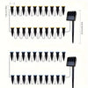A set of solar LED garden pathway lights with black metal stakes and solar panels.