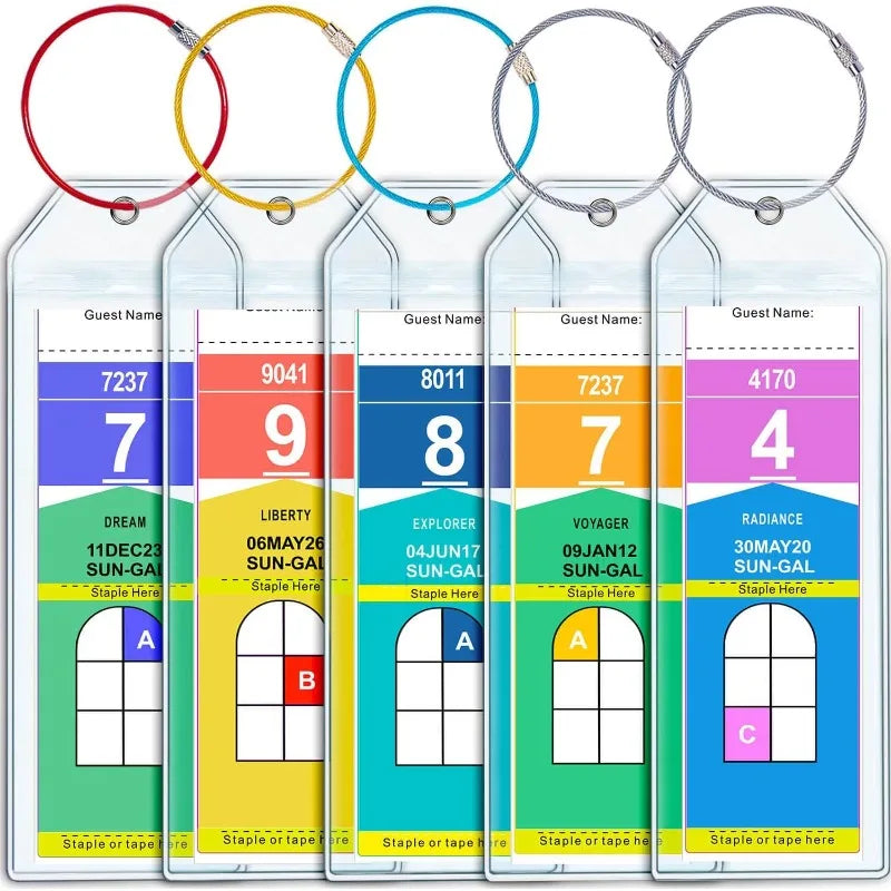 Cruise Luggage Tag Holders (Set of 5) - Fits Carnival, NCL, MSC, Princess & Royal Caribbean
