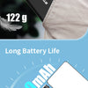 A hand holds a black BTFOOR portable RGB LED video light panel, highlighting its small size and long battery life.