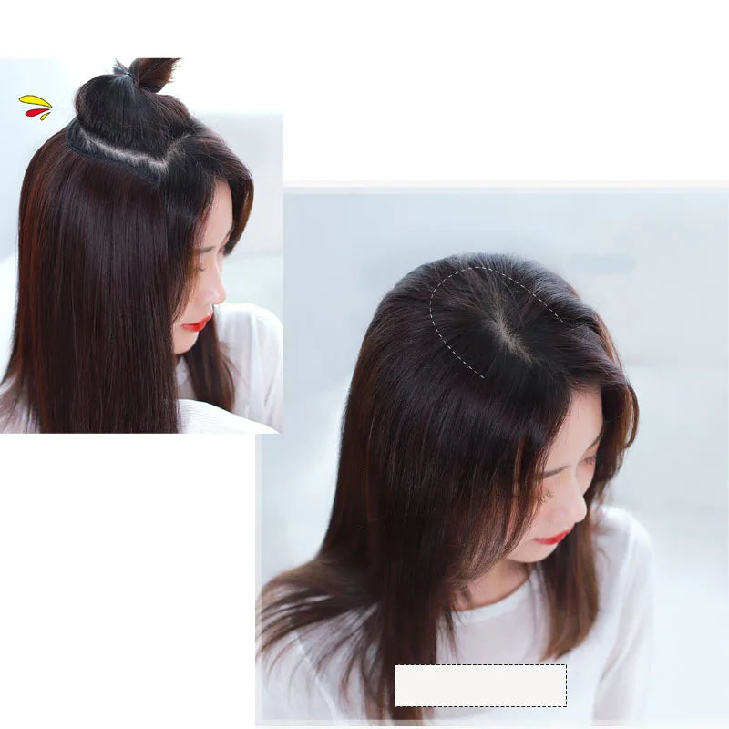V-Part Synthetic Hairpiece with Invisible Clips