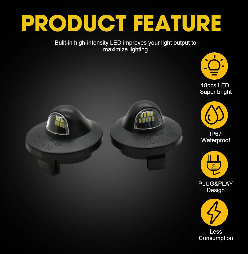 Schwarze Hochleistungs-LED-Kennzeichenbeleuchtung mit wasserdichtem Design und Plug-and-Play-Funktion