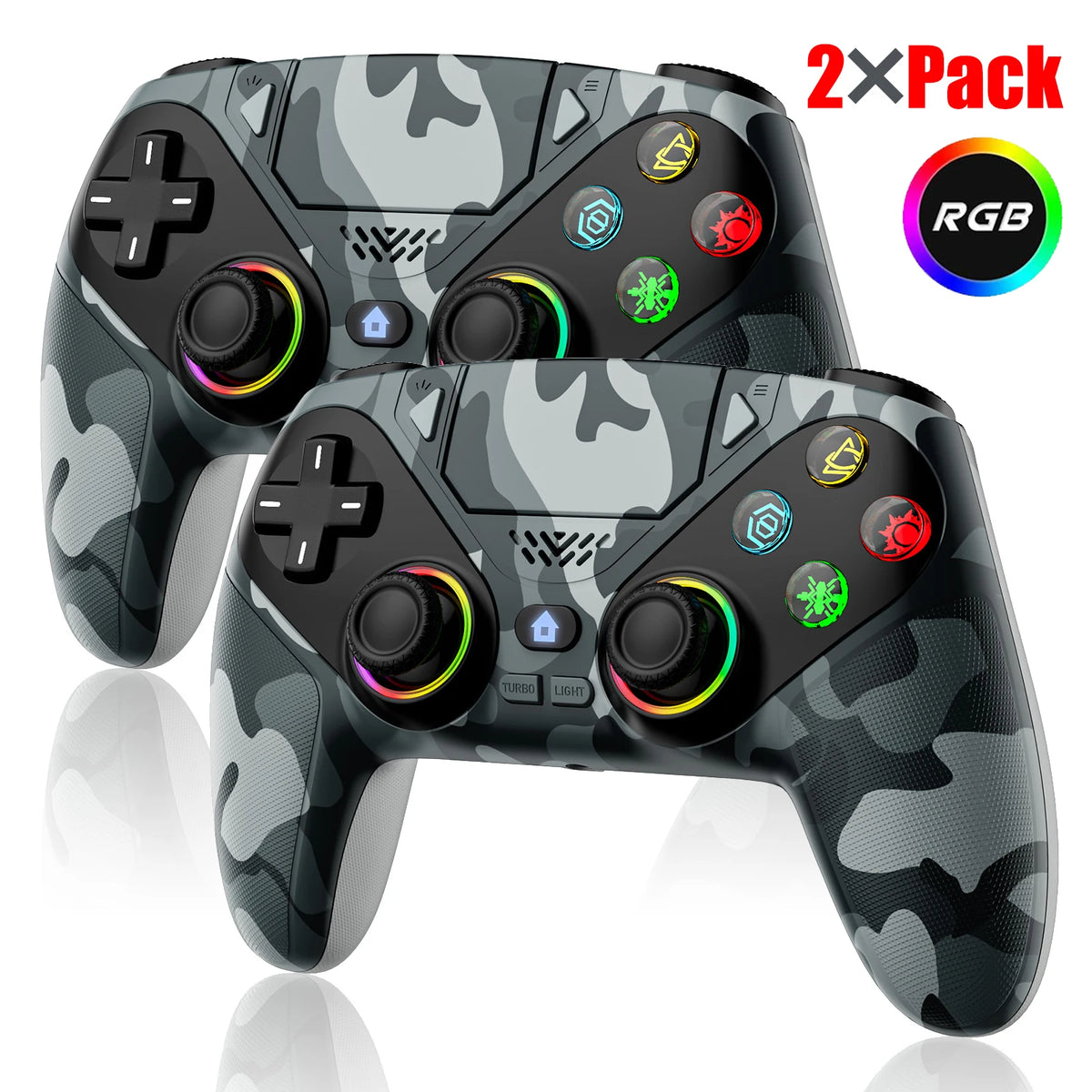 RGB LED Wireless Controller for PS5 and PC Gaming
