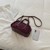Vintage Croc-Embossed Mini Boston Bag with Dual Straps