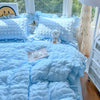 Seersucker Duvet Cover Set with Lace Trim