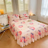 Floral Bed Skirt Set with Anti-Slip Mattress Cover