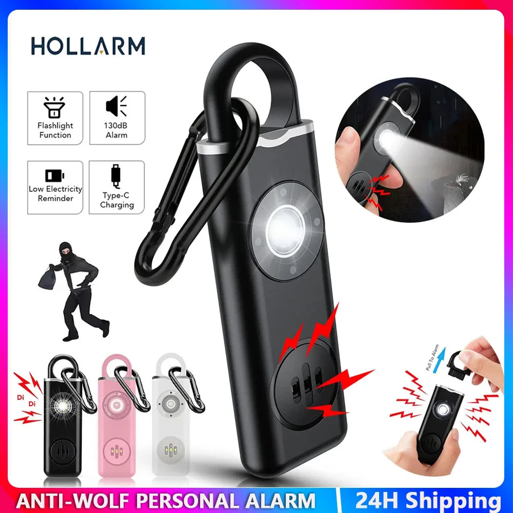 Personal Safety Alarm with LED Flashlight and USB-C Charging