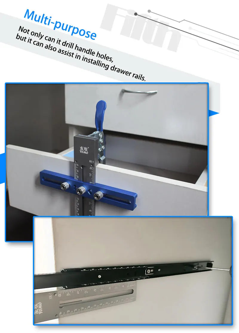 Cabinet Hardware Installation Jig with Adjustable Drill Guide
