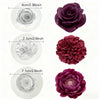 A set of three silicone rose molds in shades of purple and pink for crafting candles, soap, and resin.