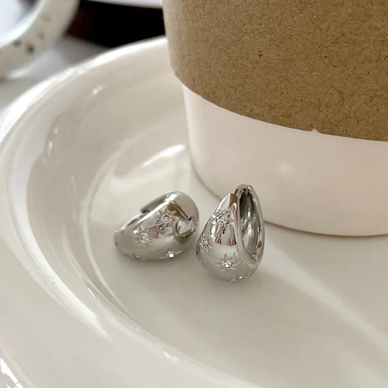 Chunky Rhinestone Hoop Earrings