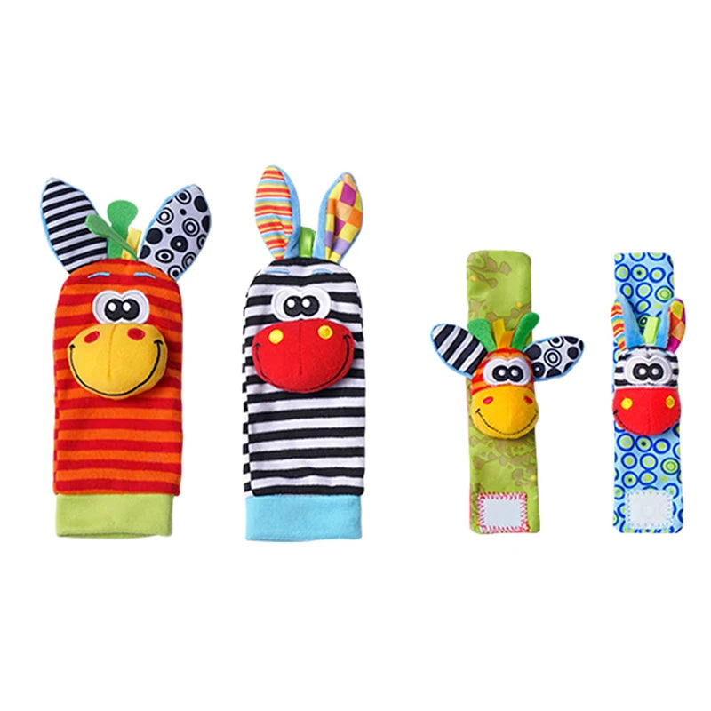 Soft Plush Baby Rattle Wrist and Foot Socks Set for Newborns