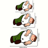 A playful cartoon carpet featuring a child figure in green and white clothing, shown from above.