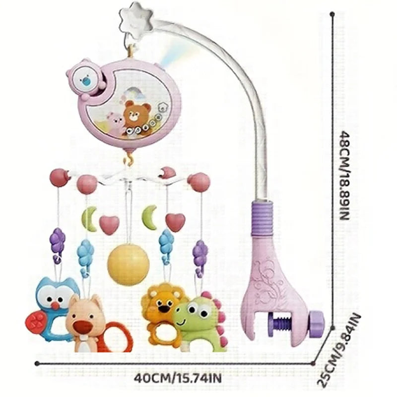 360° Rotating Baby Crib Mobile with Night Light and Music