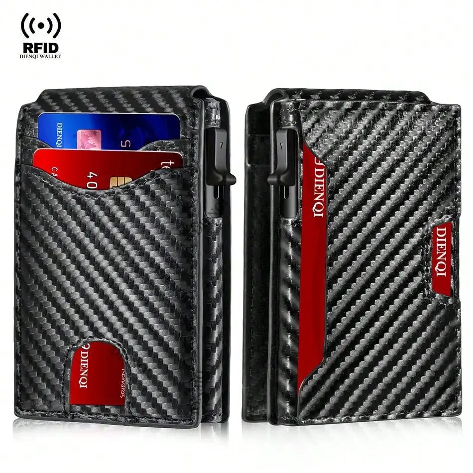 Slim RFID-Blocking Carbon Fiber Card Holder Wallet