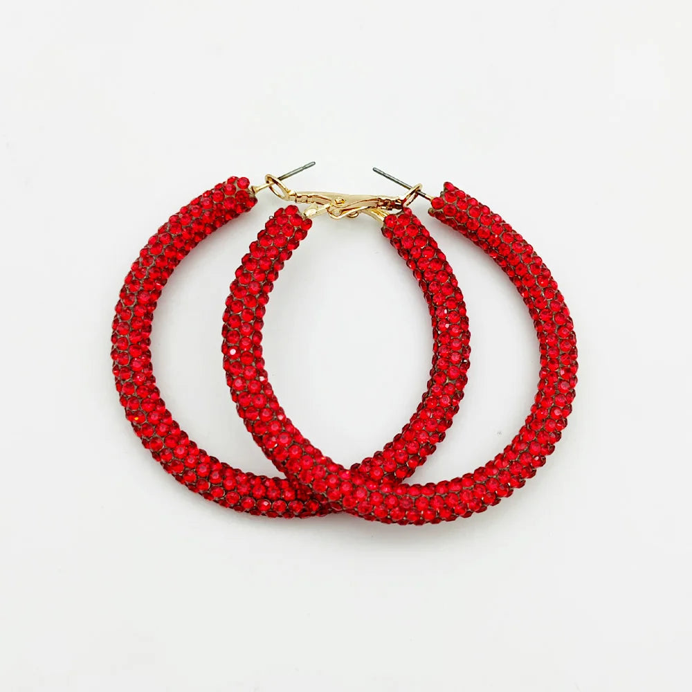 Rainbow Crystal Hoop Earrings