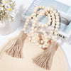 Handcrafted Natural Wood Bead Garland with Tassels for Boho & Farmhouse Decor