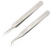A pair of stainless steel tweezers labeled 5-SA and 7-SA are shown against a white background.