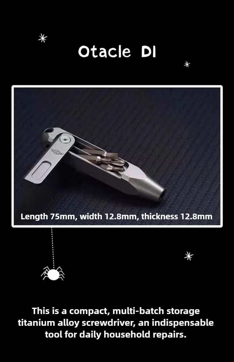 Titanium Alloy Mini Screwdriver with Magnetic Double-Ended Bits