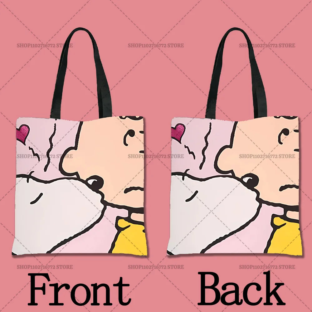 Snoopy Cartoon Canvas Tote Bag – Large Capacity, Foldable & Reusable