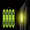 Four yellow reflective warning stickers for car doors, showing caution and danger symbols.