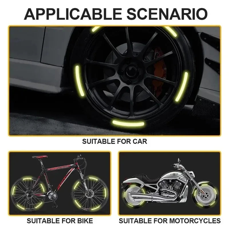Multicolor Reflective Wheel Hub Stickers for Cars and Motorcycles