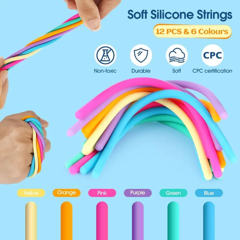 Double-Sided Silicone Fidget Board with 12 Strings