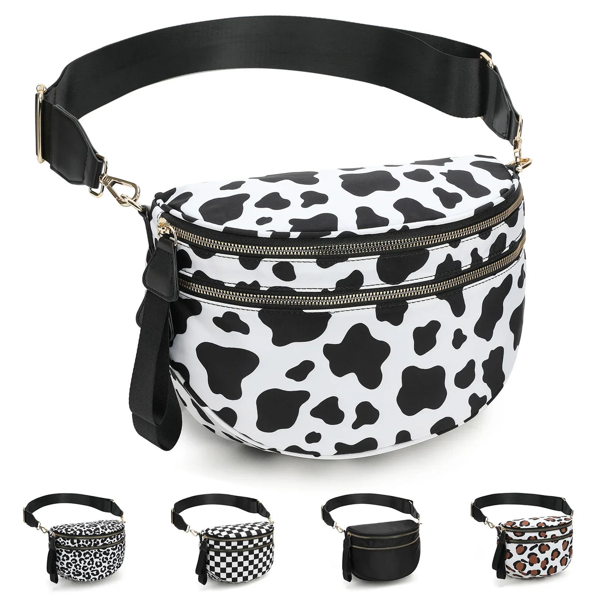 Women's Checkered Fanny Pack with Adjustable Crossbody Strap