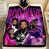 Vibrant Gradient Fleece Throw Blanket with Artistic Portraits