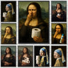 Mona Lisa Funny Bathroom Wall Art Canvas Print