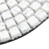 A set of white diamond polishing pads for stone and concrete, showing various grits.