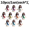A set of ten mini Jesus figurines with beards and white robes for Easter or religious celebrations.