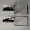 Stainless steel cat litter scoop with fine mesh sifter in two sizes, 2.8mm and 5.0mm.