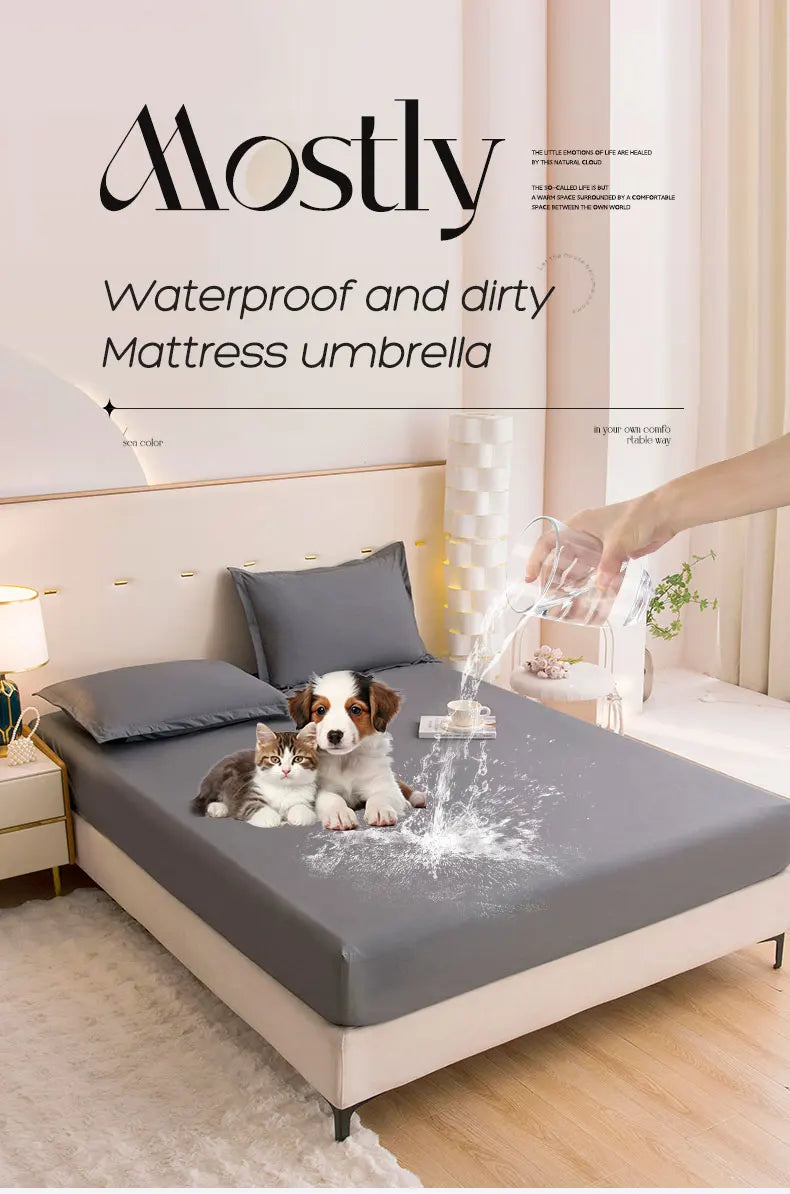 Waterproof Fitted Bed Sheet with 360-Degree Elastic Band