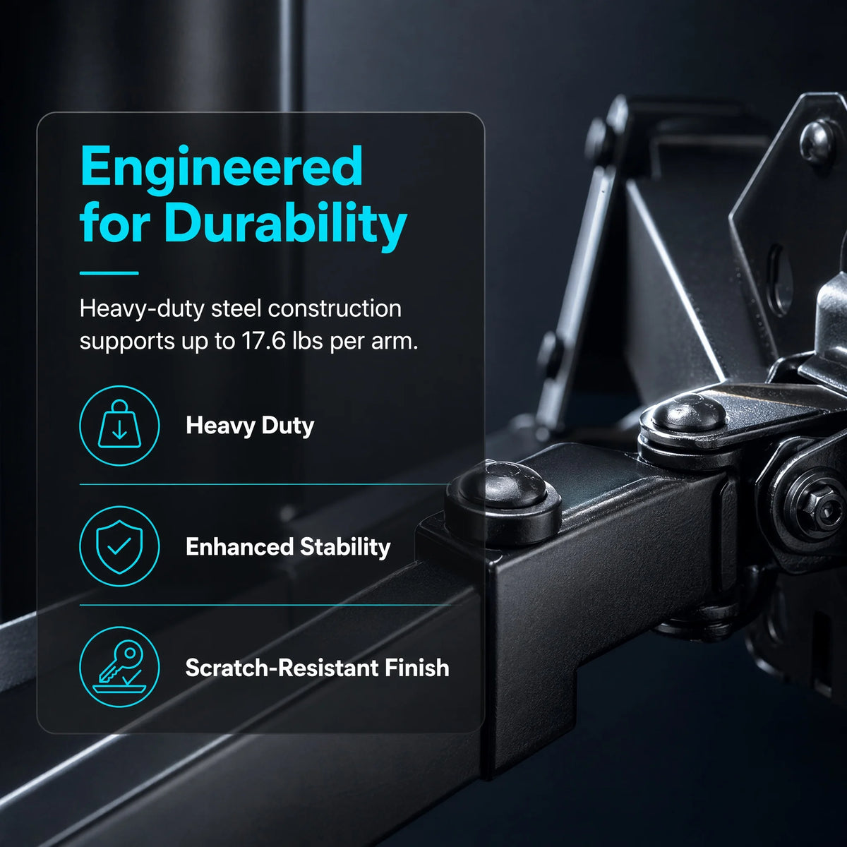 Heavy-Duty Dual Monitor Stand with Full Articulation for Desks Up to 32 Inches