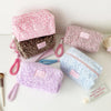 Leopard Print Plush Makeup Bag with Carry Handle