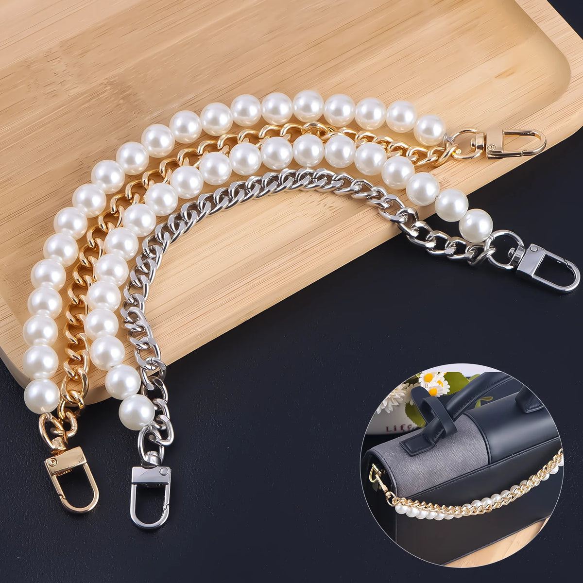 Pearl Purse Chain Handle for Bags and Handbags