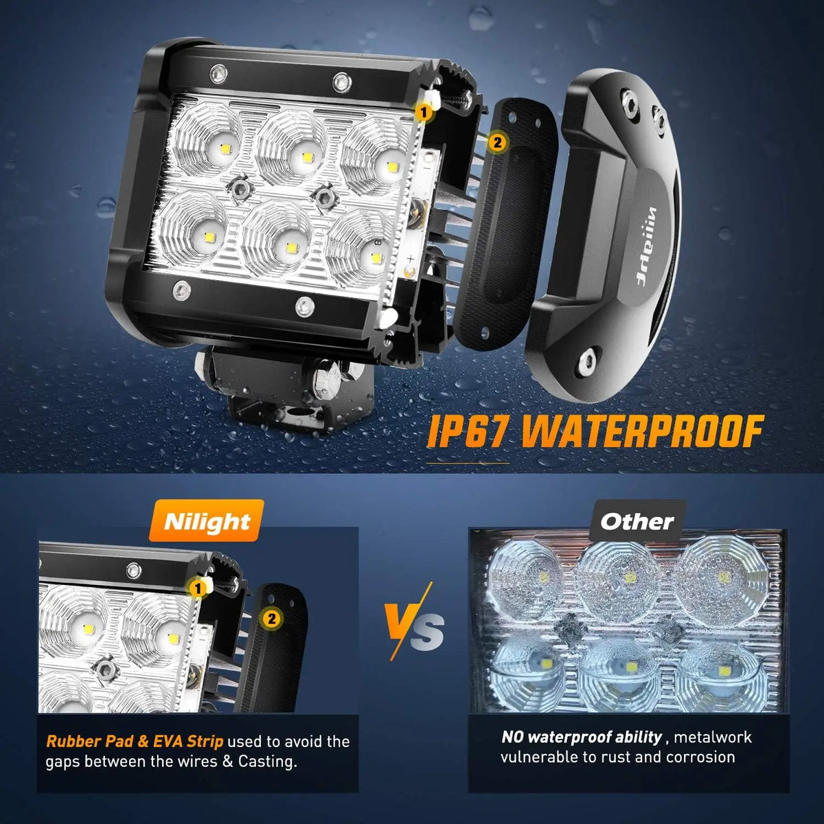 18W LED Flood Light Pods (4-Pack) for Trucks, SUVs & Off-Road Vehicles